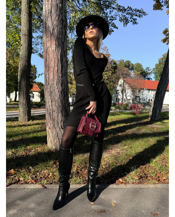 Čierne krátke upletové šaty-312053-20