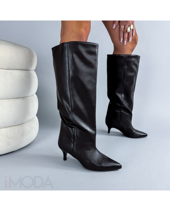 Čokoládovo-čierne vysoké čižmy-324508-20