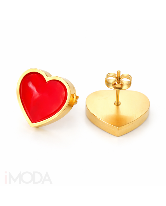Dámske oceľové náušnice pozlátené srdce-272245-20
