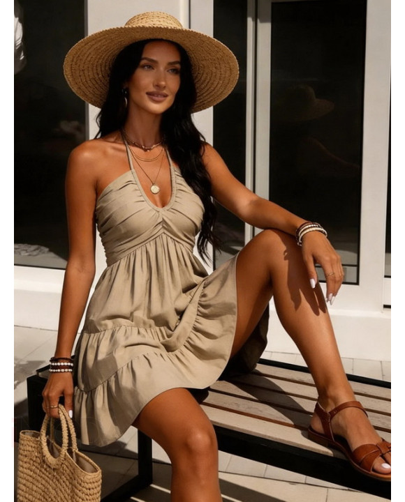 Hnedé šaty s viazaním okolo krku-326952-20