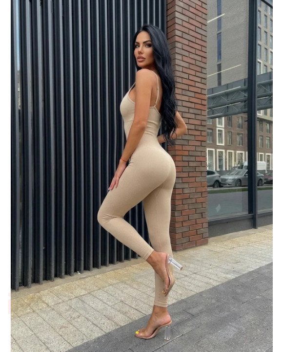 Béžový vrúbkovaný overal-326164-20