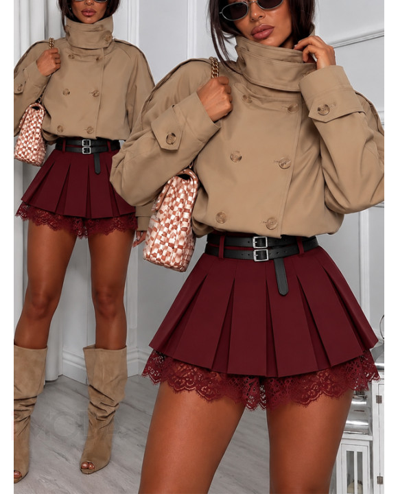 Bordová sukňa s čipkou LEA-330743-20