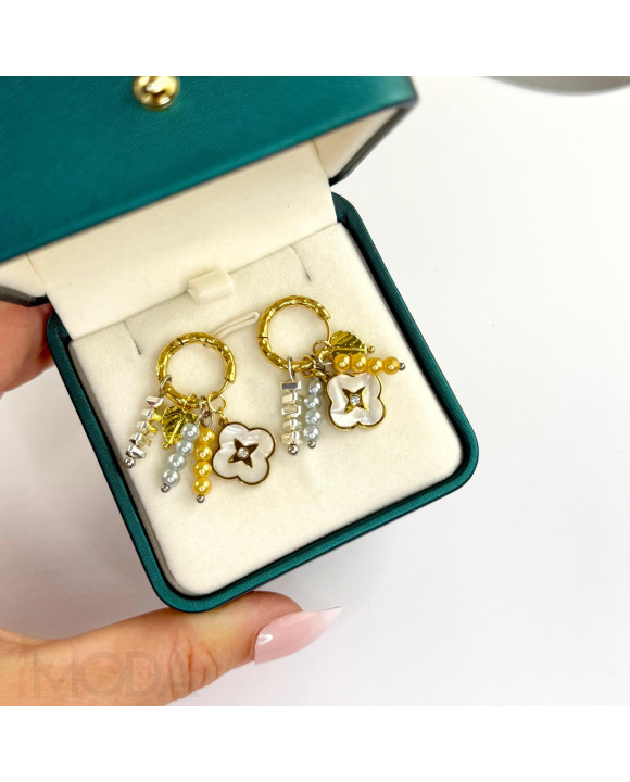 Kruhové oceľové náušnice s príveskami-321539-20