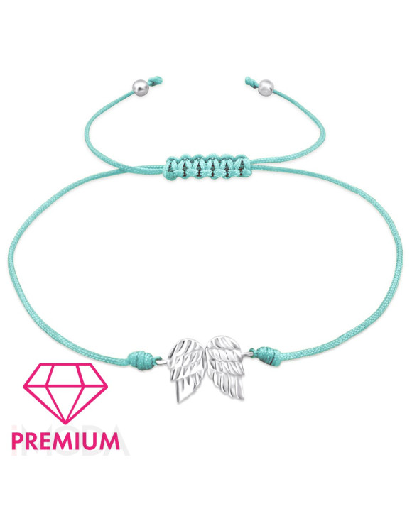 Pletený náramok so strieborným príveskom krídla-294648-20