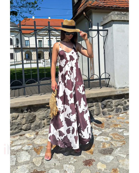 Hnedé saténové vzorované šaty-318846-20