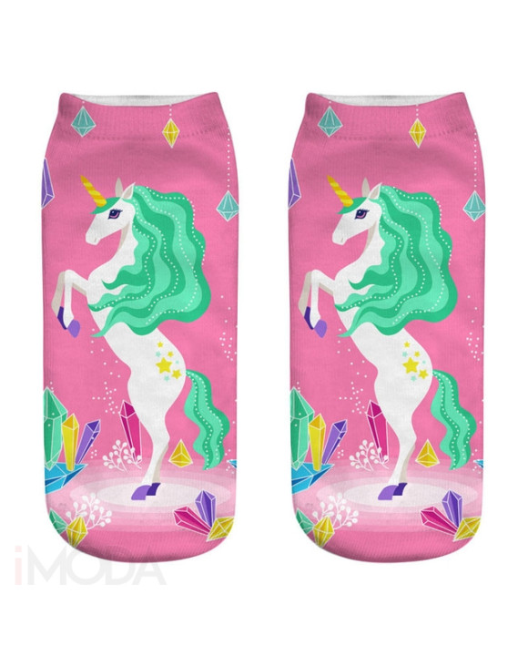 3D ružové ponožky s jednorožcom
