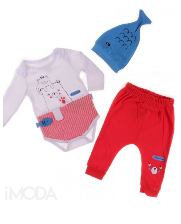 Červená trojdielna bavlnená súprava-254135-20