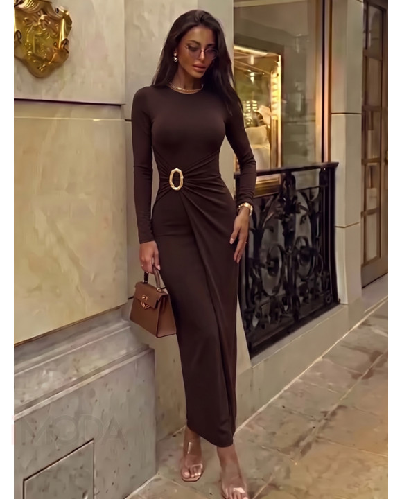 CHOCCO dlhé šaty s brošňou-330433-20