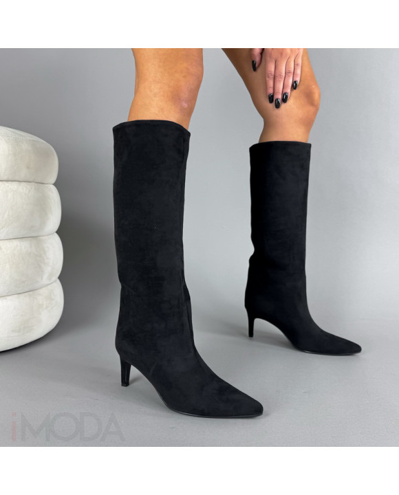 Čierne semišové vysoké čižmy-323614-20