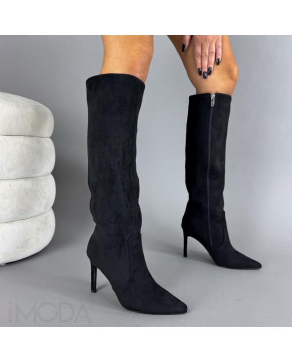 Čierne semišové vysoké čižmy-323607-20