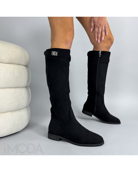 Čierne semišové vysoké čižmy-324242-20