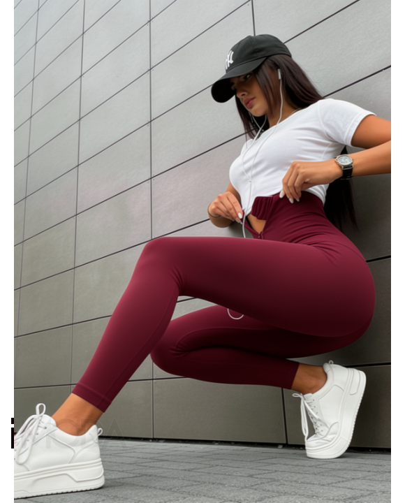 Bordové vrúbkované legíny so zapínaním-325506-20