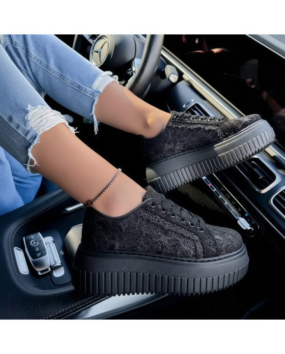 Čierne čipkované tenisky-324608-20