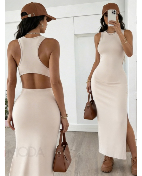 Béžové dlhé šaty s rozparkom-325988-20