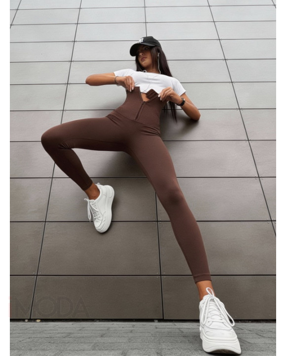Čokoládovohnedé push up legíny so zapínaním-325507-20