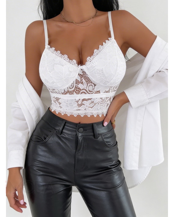 Biely čipkovaný top-326089-20