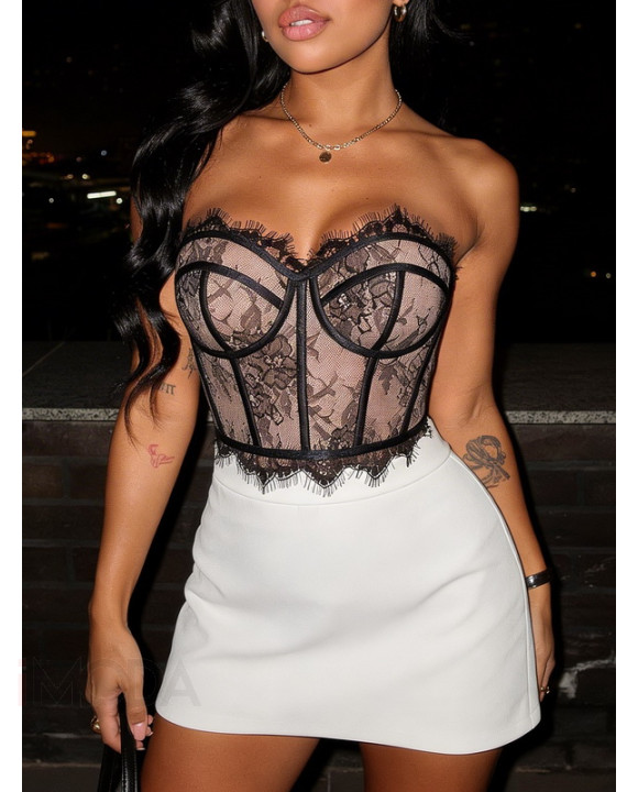 Čierny čipkovaný korzet-325893-20