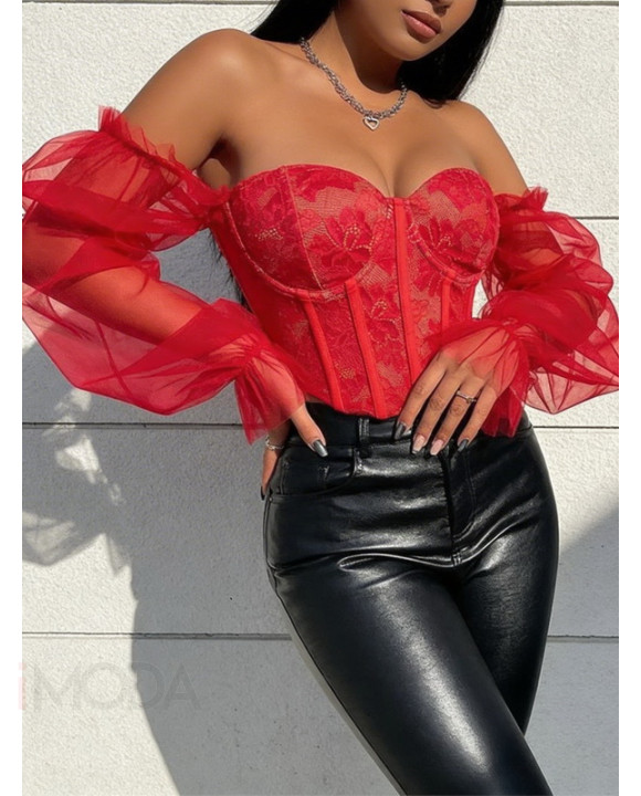 Červený čipkovaný korzet-325891-20