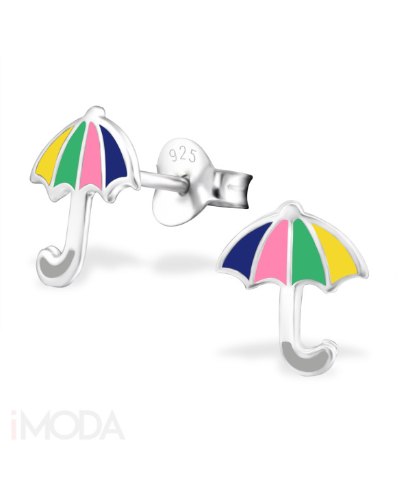 Detské strieborné náušnice Dáždnik