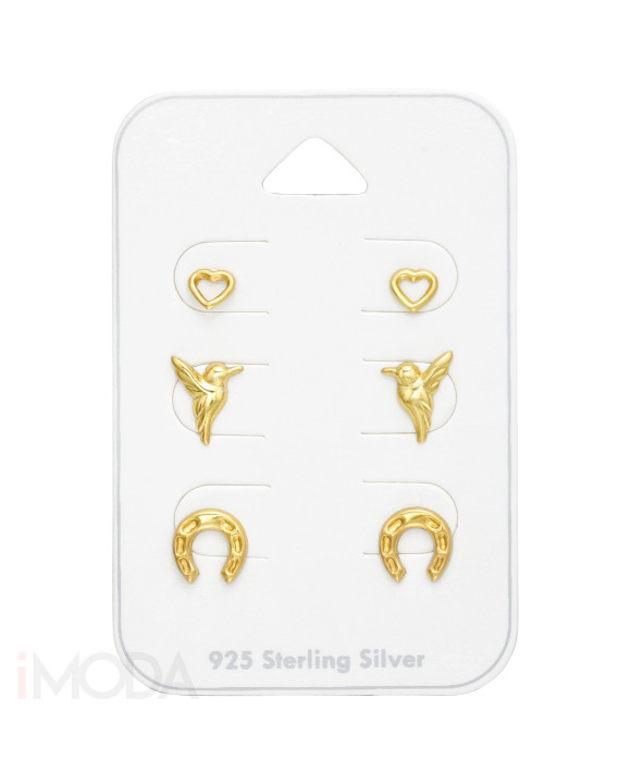 Set strieborných pozlátených náušníc-271479-20