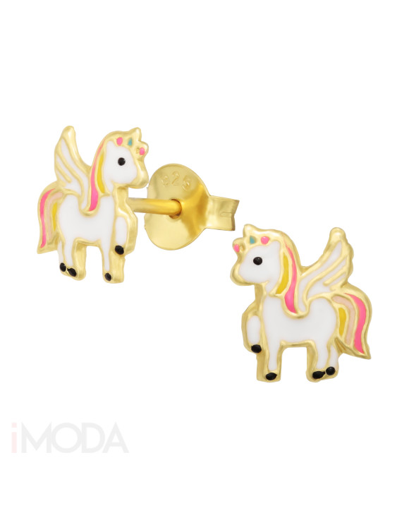 Detské strieborné náušnice pozlátené jednorožec-258158-20