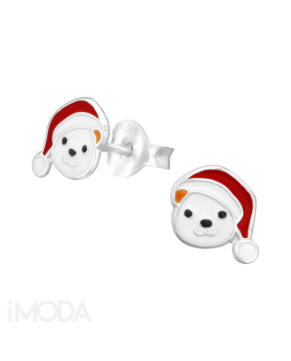Detské vianočné strieborné náušnice Macko-222988-20