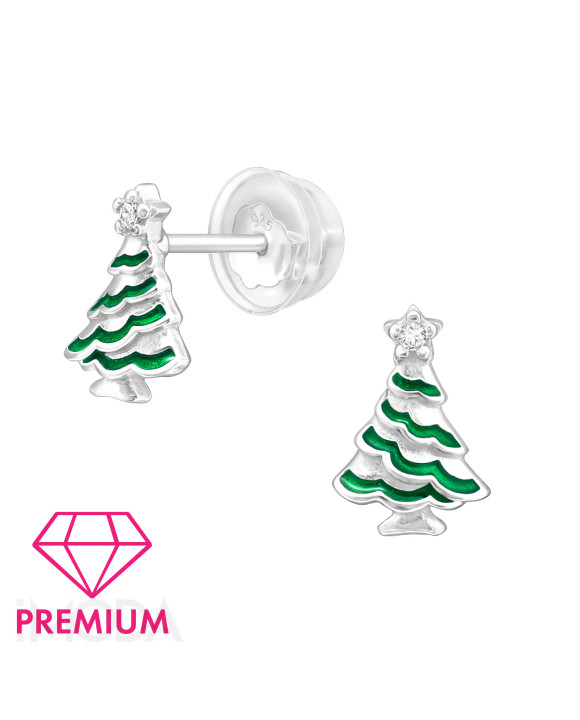 Strieborné náušnice Vianoce stromček-294882-20