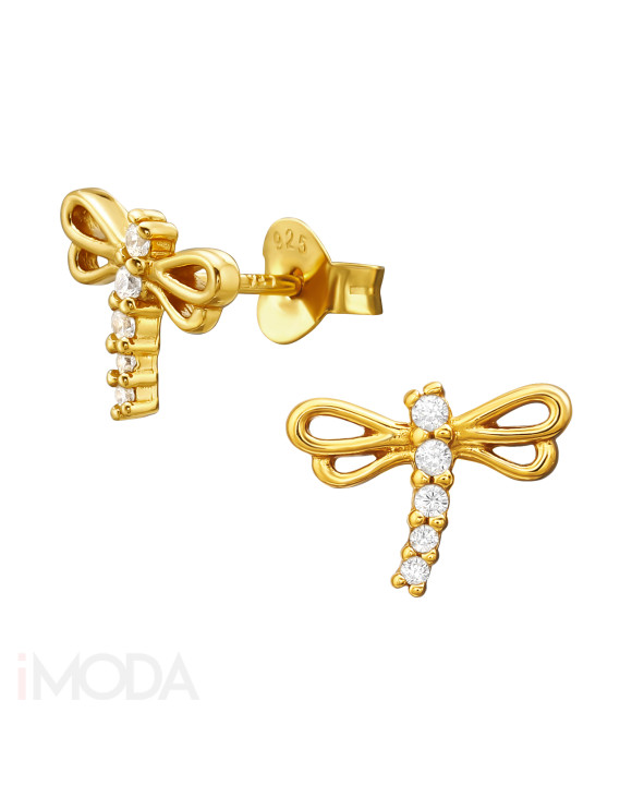 Strieborné pozlátené náušnice vážka-271645-20