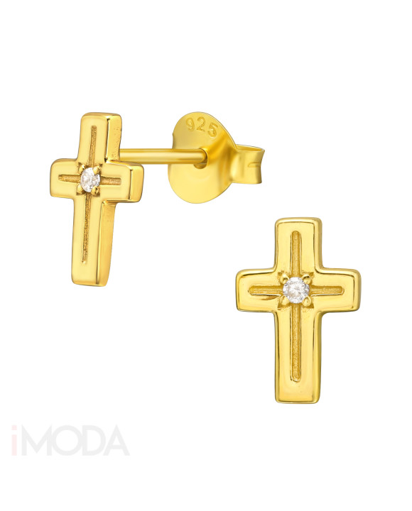 Strieborné pozlátené náušnice krížik-271697-20