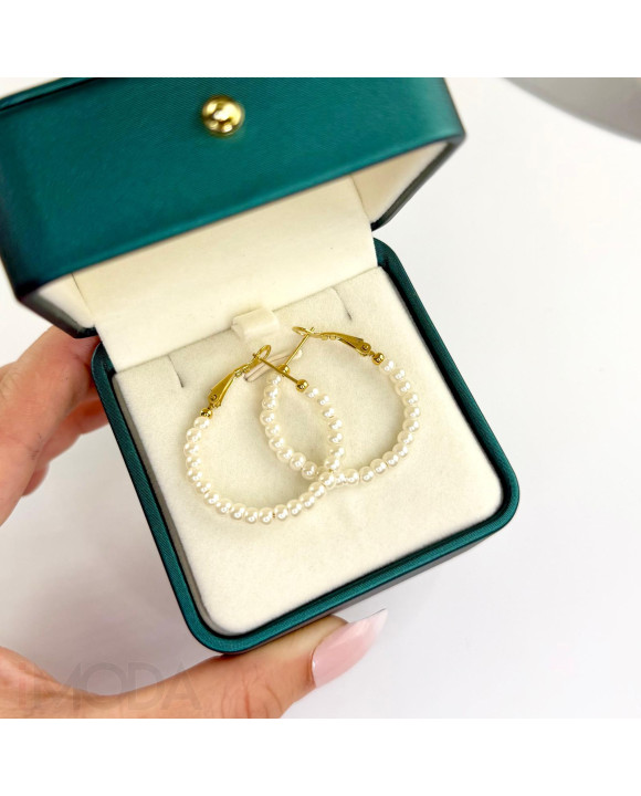 Kruhové oceľové náušnice s perlami-321541-20