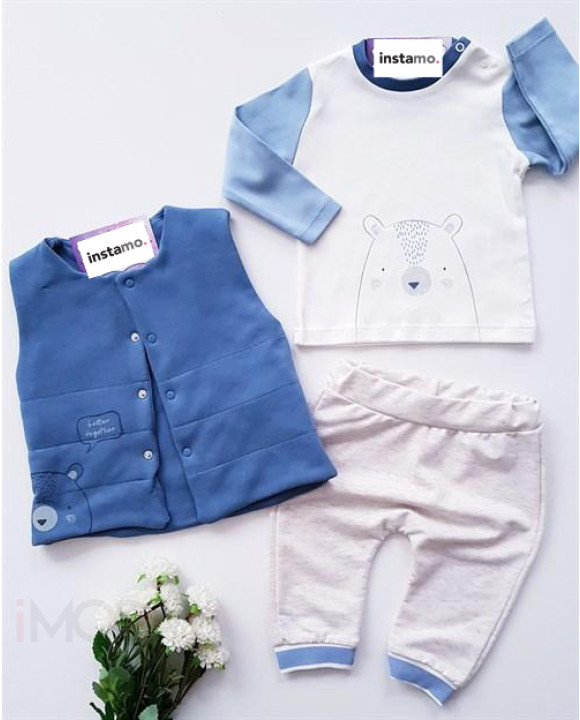 Modrá trojdielna bavlnená súprava-249825-20