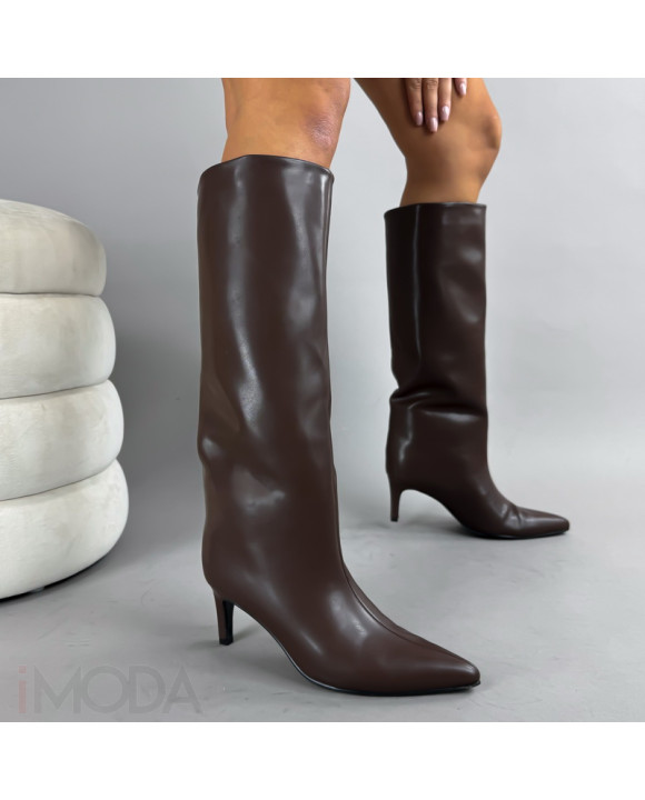 Tmavohnedé vysoké čižmy-322786-20
