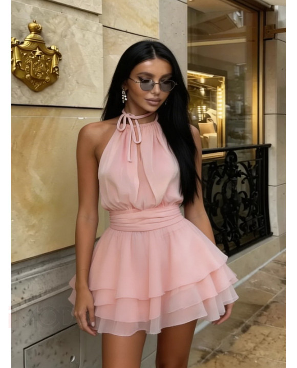 Ružové mini šaty s kraťasami-327131-20