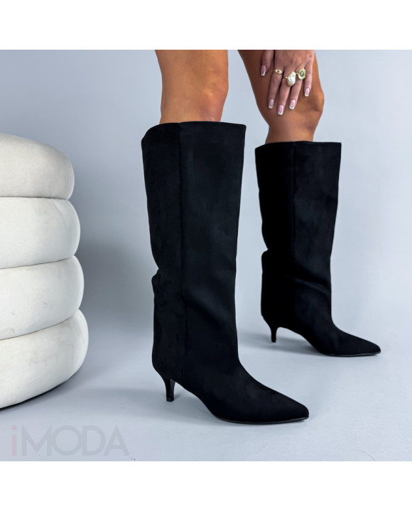 Čierne semišové vysoké čižmy-324515-20
