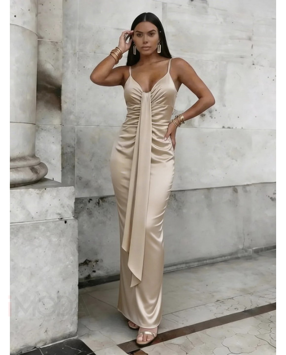 Béžové saténové spoločenské šaty-327111-20