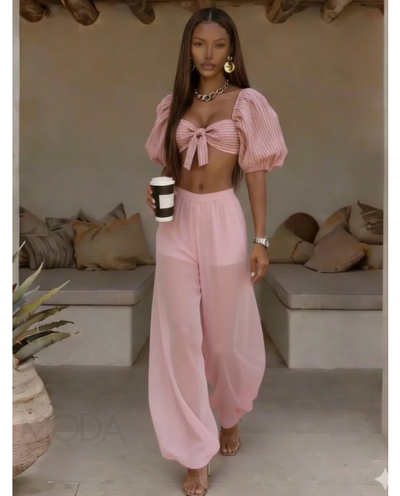 Ružové nohavice podšité kraťasami-327242-20