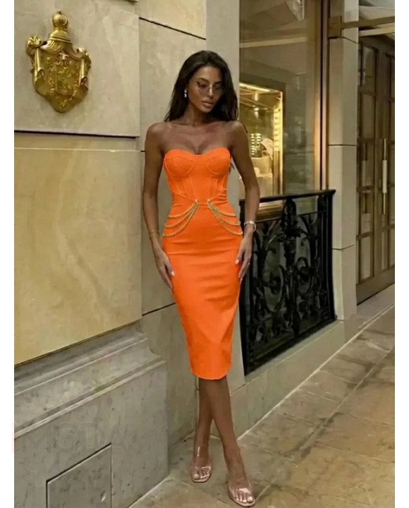 Oranžové bandážové šaty AMIRA-328017-20