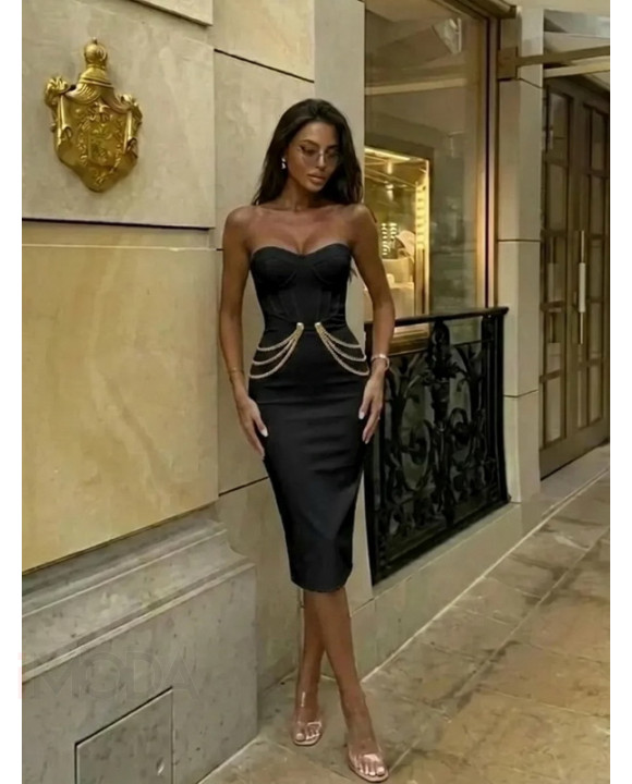 Čierne bandážové šaty AMIRA-327998-20