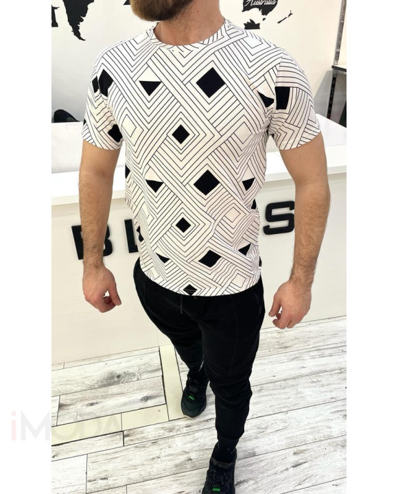 Bielo-čierne pánske tričko-284279-20