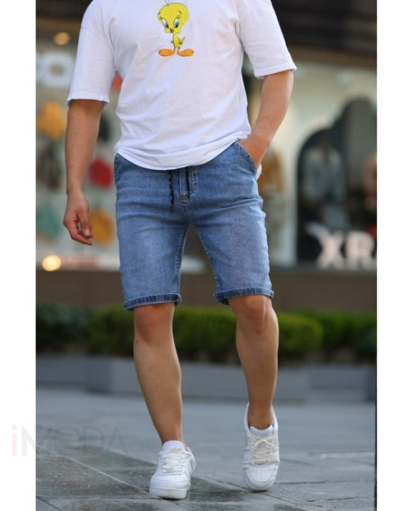 Modré rifľové pánske kraťasy-286004-20