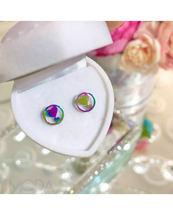 Farebné oceľové náušnice srdiečka-275367-20