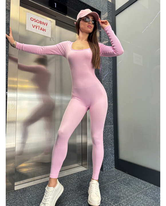 Ružový vrúbkovaný overal-315779-20