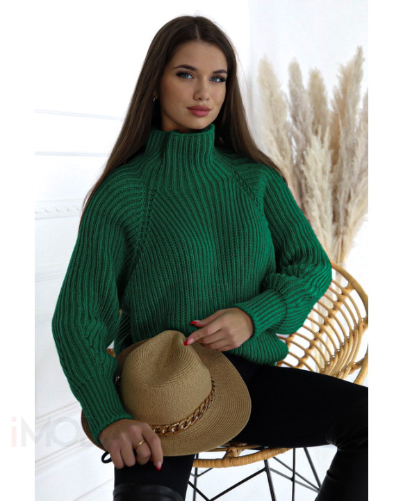 Tmavozelený pletený sveter-292343-20