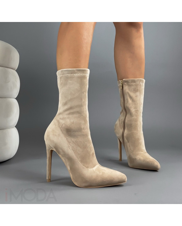 Béžové semišové kotníkové čižmy-323250-20