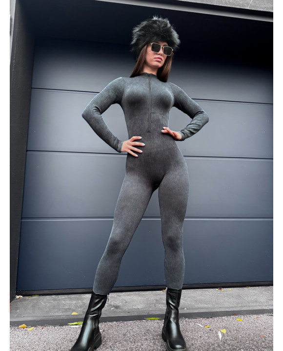 Sivočierny vrúbkovaný zateplený overal-313808-20