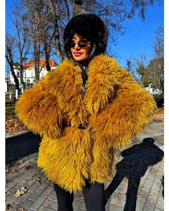 Žltý kožušinový kabát-323406-20