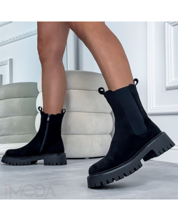 Čierne semišové nízke čižmy-323503-20