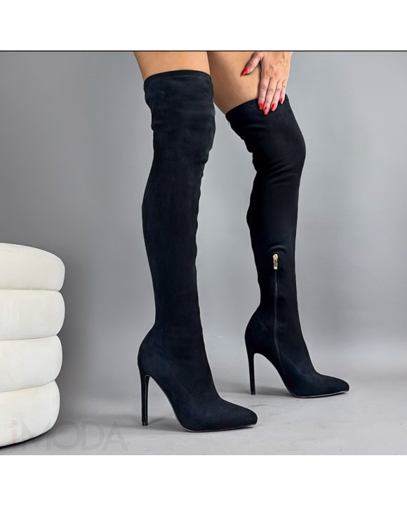Čierne semišové vysoké čižmy-275129-20