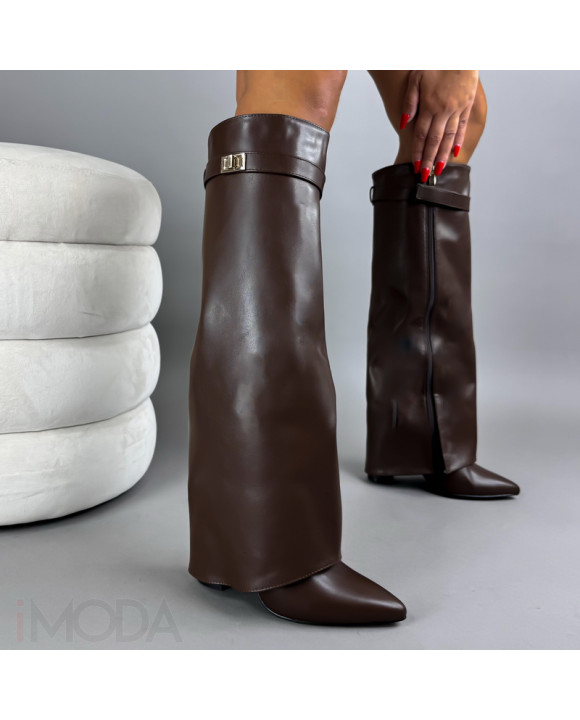 Hnedé vysoké čižmy-321560-20