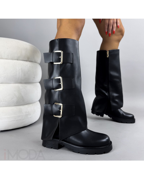 Čierne vysoké čižmy s prackami-322225-20